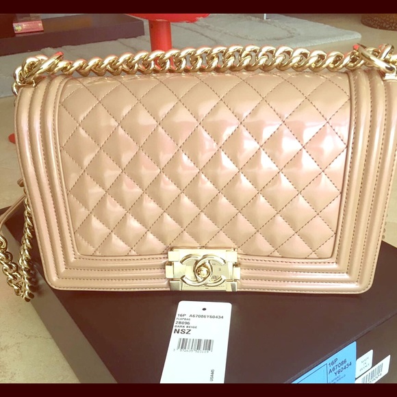 Authentic Chanel Medium Boy bag Beige