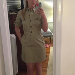 Loft khaki shirt dress, size XS
