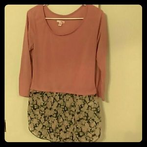 Pink shirt with flower pattern