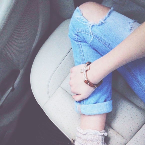 Hollister light blue ripped skinny jeans