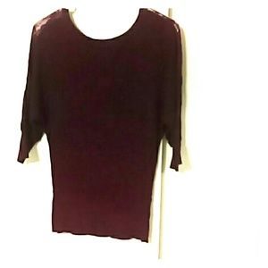 Purple sweater with lace detail on sleeves