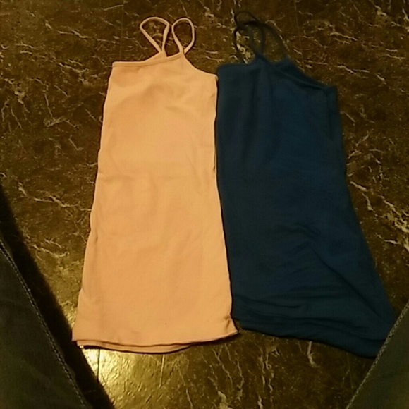 2 camis light pink and dark blue