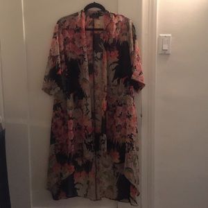 Sheer floral kimono