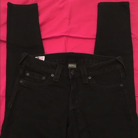 True Religion black "waxed" jeans, size 28.