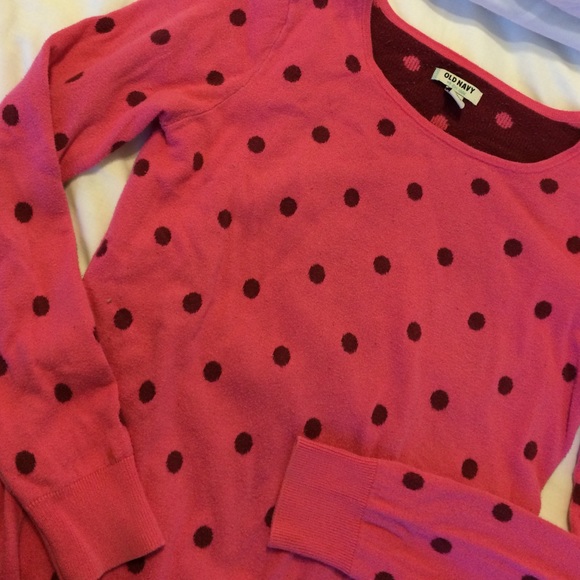 Pink polka dot old navy sweater size s