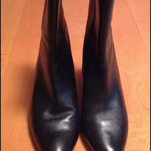 Black leather booties