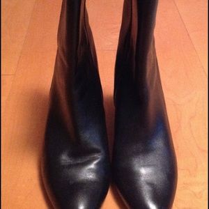 Black leather booties