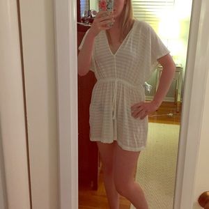 Loft white striped bathing suit cover up, sz S