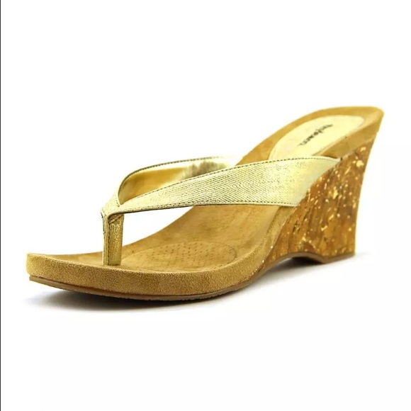 Gold strap wedge sandal by Style & Co. Worn once