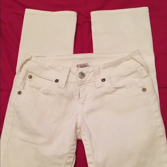 True Religion white straight leg jeans, size 28.