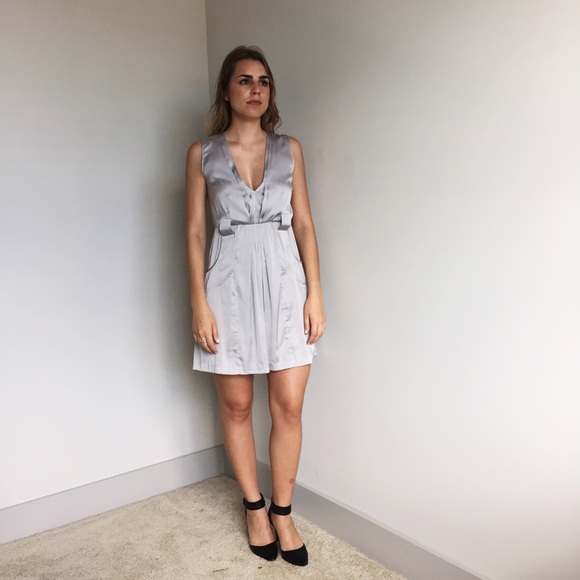 New York & Co. 100% Silk Grey Dress