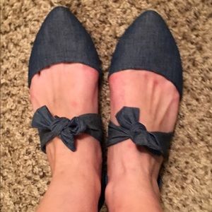 Anthropologie Denim Tie flats size 8