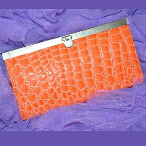 Orange Alligator Clutch Purse Wallet