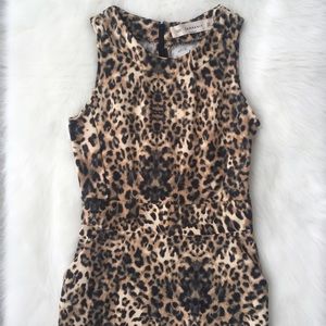 Zara Knit Sleeveless Animal Print Sheath Dress