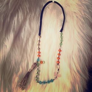 Hobo Headband w/ beads, pearls, tassel and Quartz
