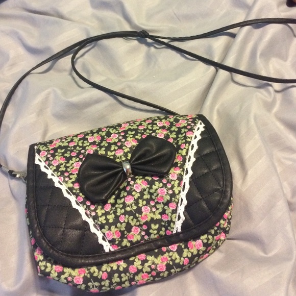 Floral & black purse