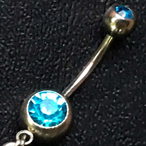 BLUE CRYSTAL WATER DROP BELLY RING - Picture 4 of 4
