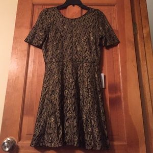 Brand new with tags - metallic gold floral dress
