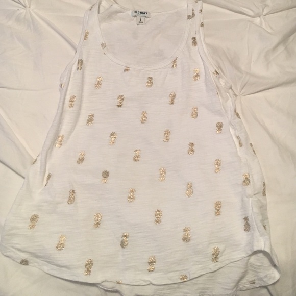 Old Navy Metallic Pineapple Tank-Size Small
