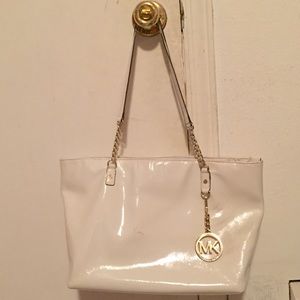 Michael jors jet set white shoulder bag tote