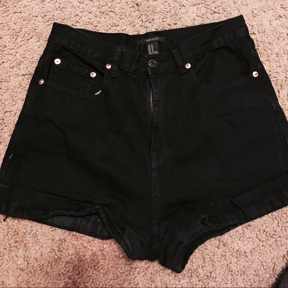Black high wasted shorts.
