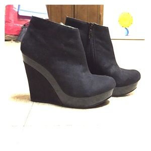 Black Wedge Platform Booties