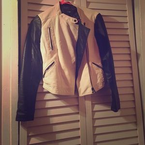Faux Leather Black and Ivory Jacket