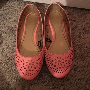 Neon coral flats