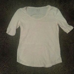 Old navy white tee, pink speckled