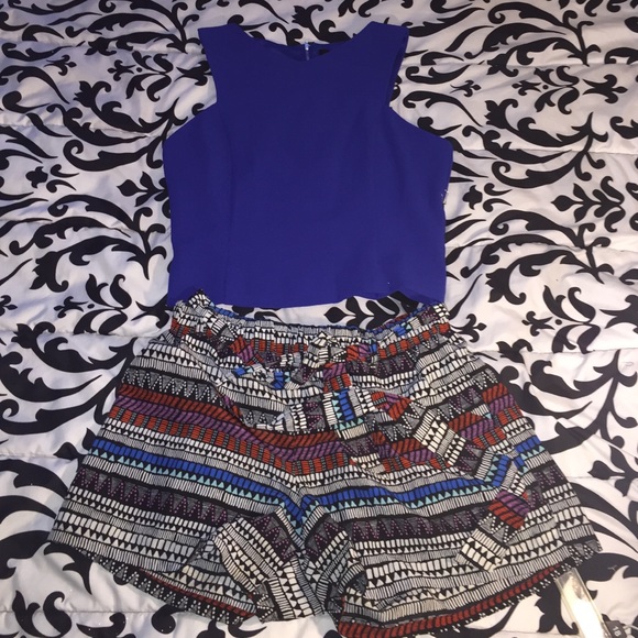 Blue crop top with zipper