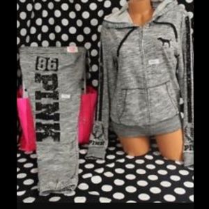Pink Marled Grey Bling Set