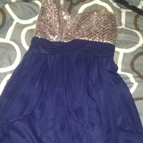A strapless dress bought from Dillard's.