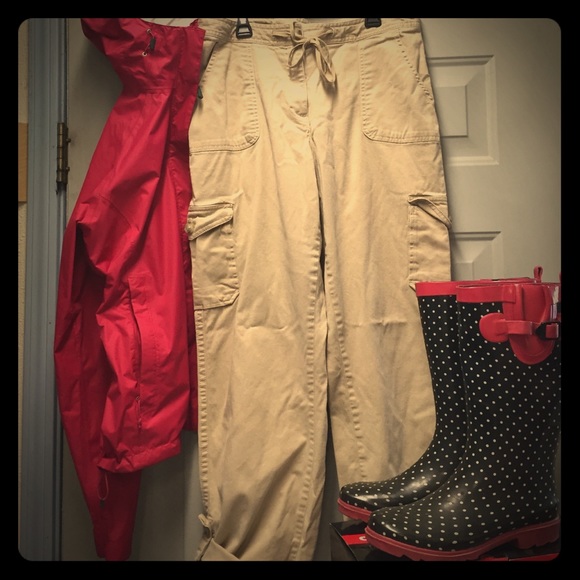 L.L. Bean Drawstring waist khaki cargo pants