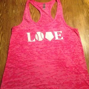Hot pink BASEBALL LOVE burnout racerback XL - new