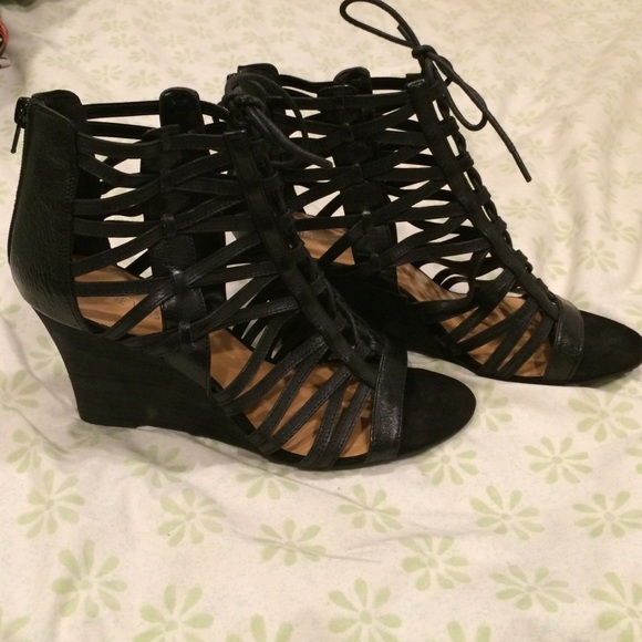 Nine West Gladiator Leather Wedges