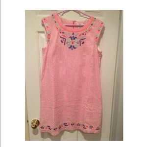 vineyard vines seersucker embroidered dress sz 10