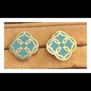 Preppy gold and turquoise stud earrings