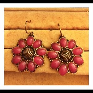 Lucky Brand maroon sunflower earrings