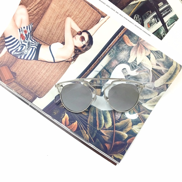 RGL Collection Accessories - Silver Mirrored Cateye Statement Sunglasses RGL Collection Accessories - Silver Mirrored Cateye Statement Sunglasses