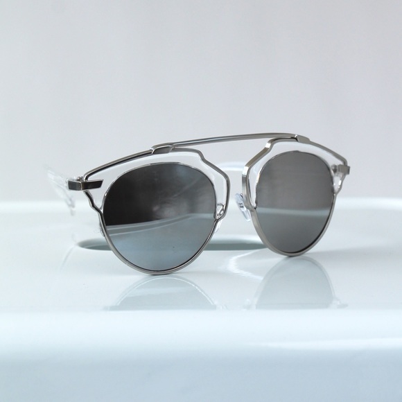 RGL Collection Accessories - Silver Mirrored Cateye Statement Sunglasses RGL Collection Accessories - Silver Mirrored Cateye Statement Sunglasses