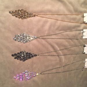 Long bling necklaces and matching earrings