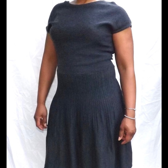 Gray woven fiber dress.