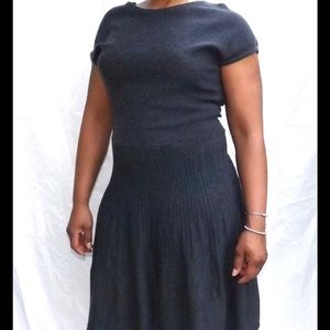 Gray woven fiber dress.