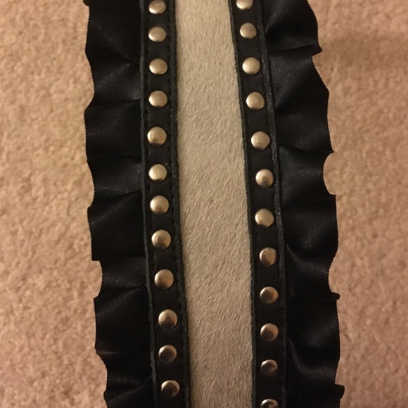 Betsey Johnson leather, fur, studded waist belt