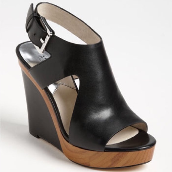 Michael Kors Josephine Black Leather Wedges