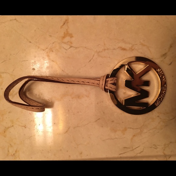 New! Gold MK charm  with beige leather