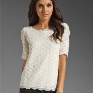 Joie Tullia Geo Lace Top in Off White