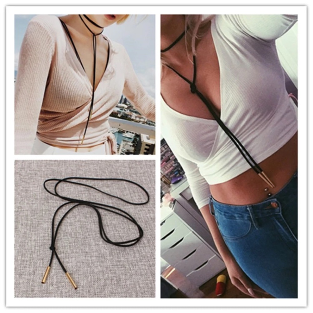 New Black leather necklace