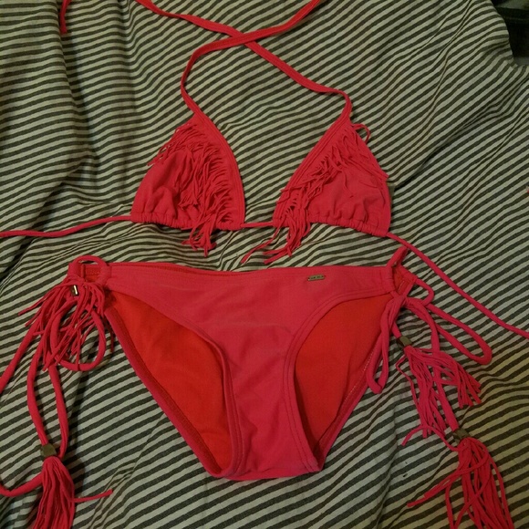 Pink Fringe Bikini!