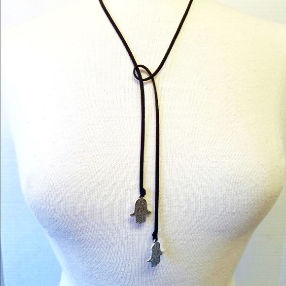 Hamsa Vegan Suede Lariat - Picture 2 of 3